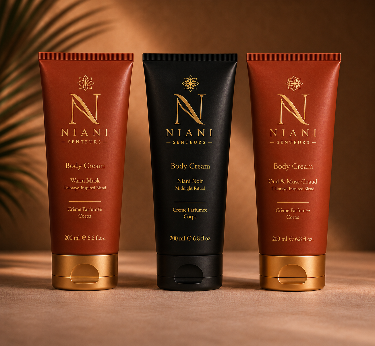 Collection Niani Senteurs — Peau de Reine, Niani Noir, Sahel Doré